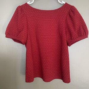 Cranberry puff sleeve back scoop top